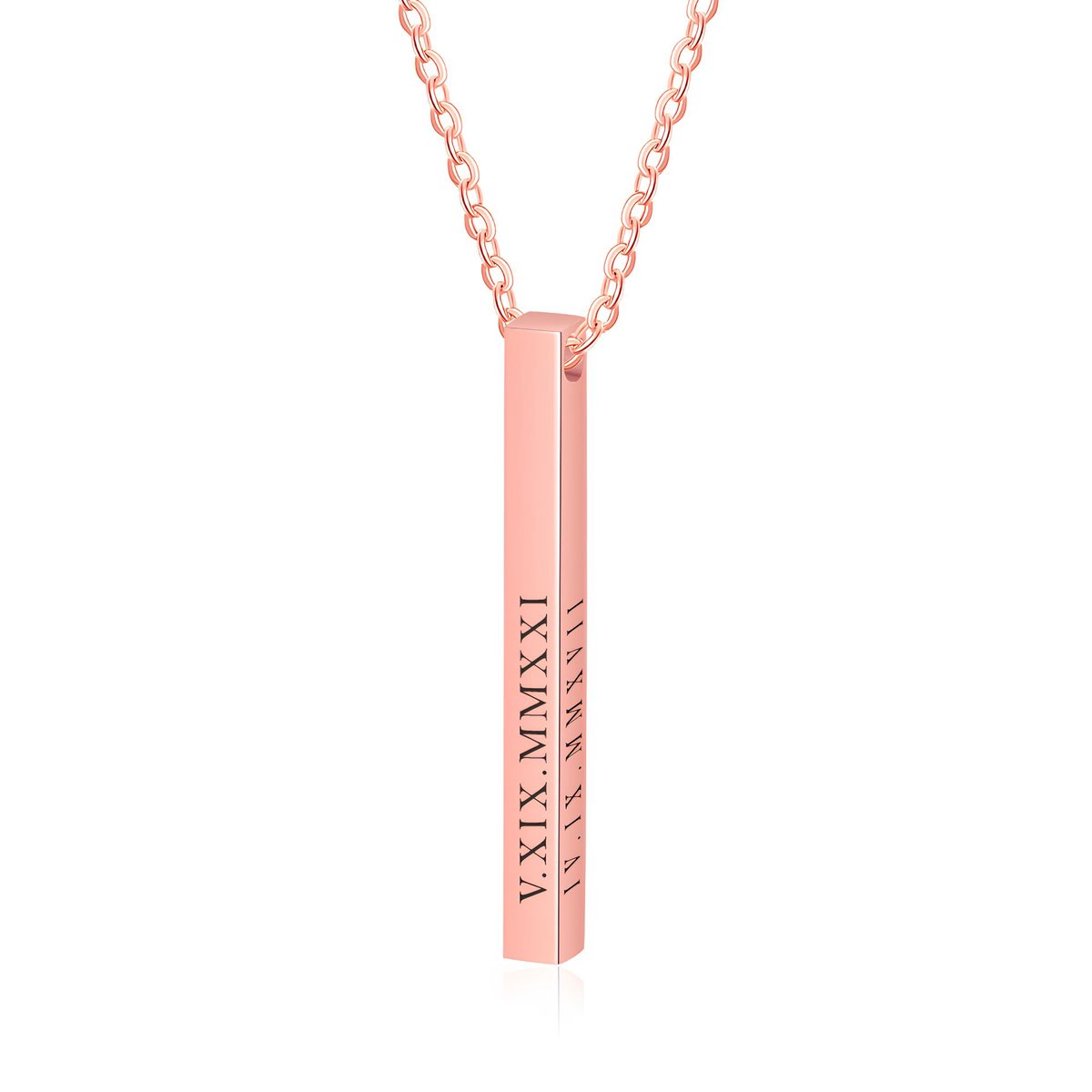 4 Sides Bar Necklace Rose Gold