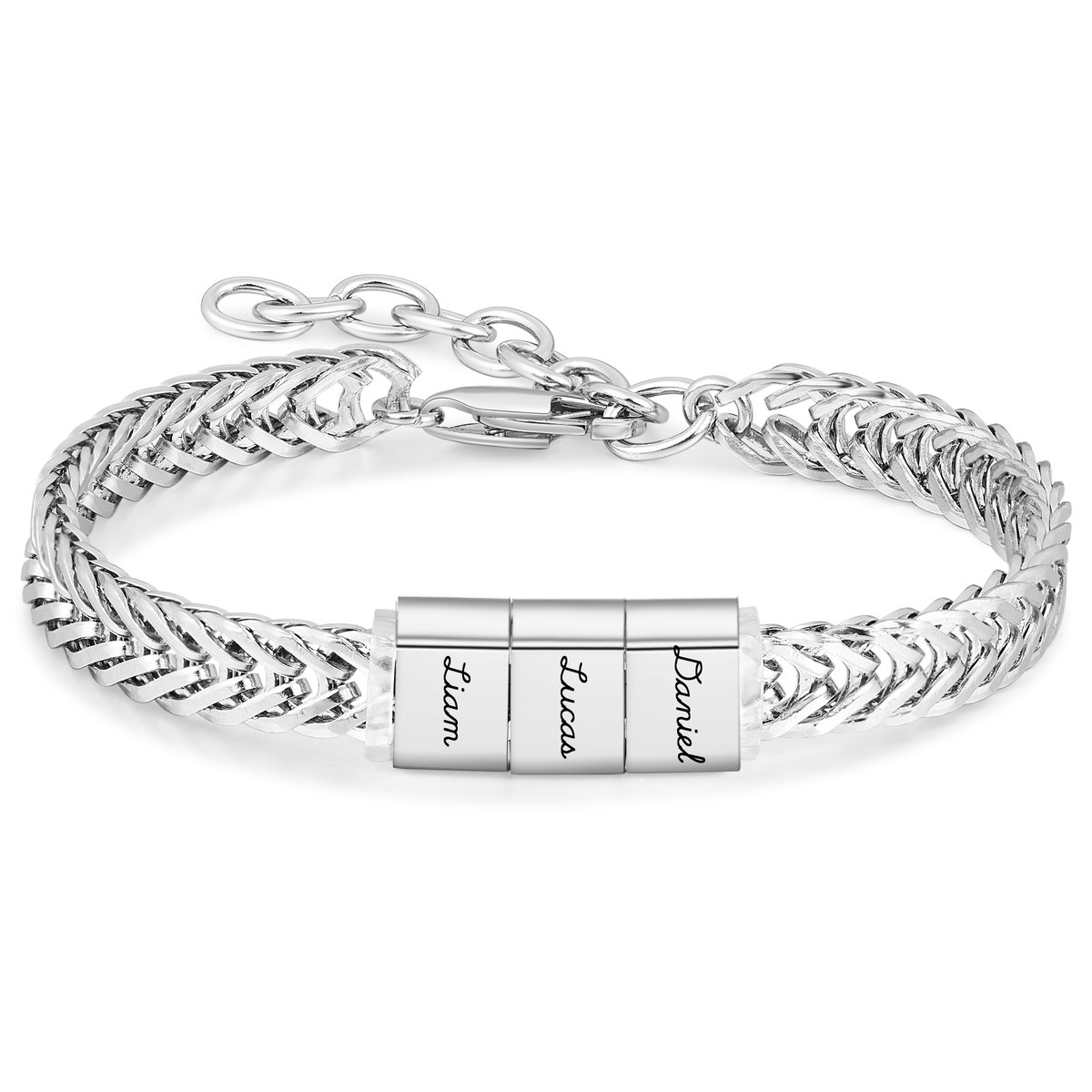 Custom Men Bracelet - Silver Curb Bracelet