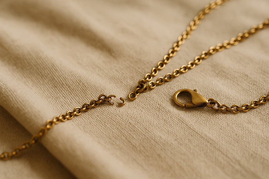 broken_gold_necklace_chain_on_beige_fabric