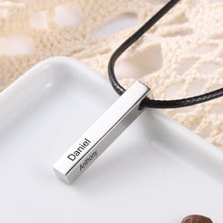 Custom Leather Name Necklace For Him