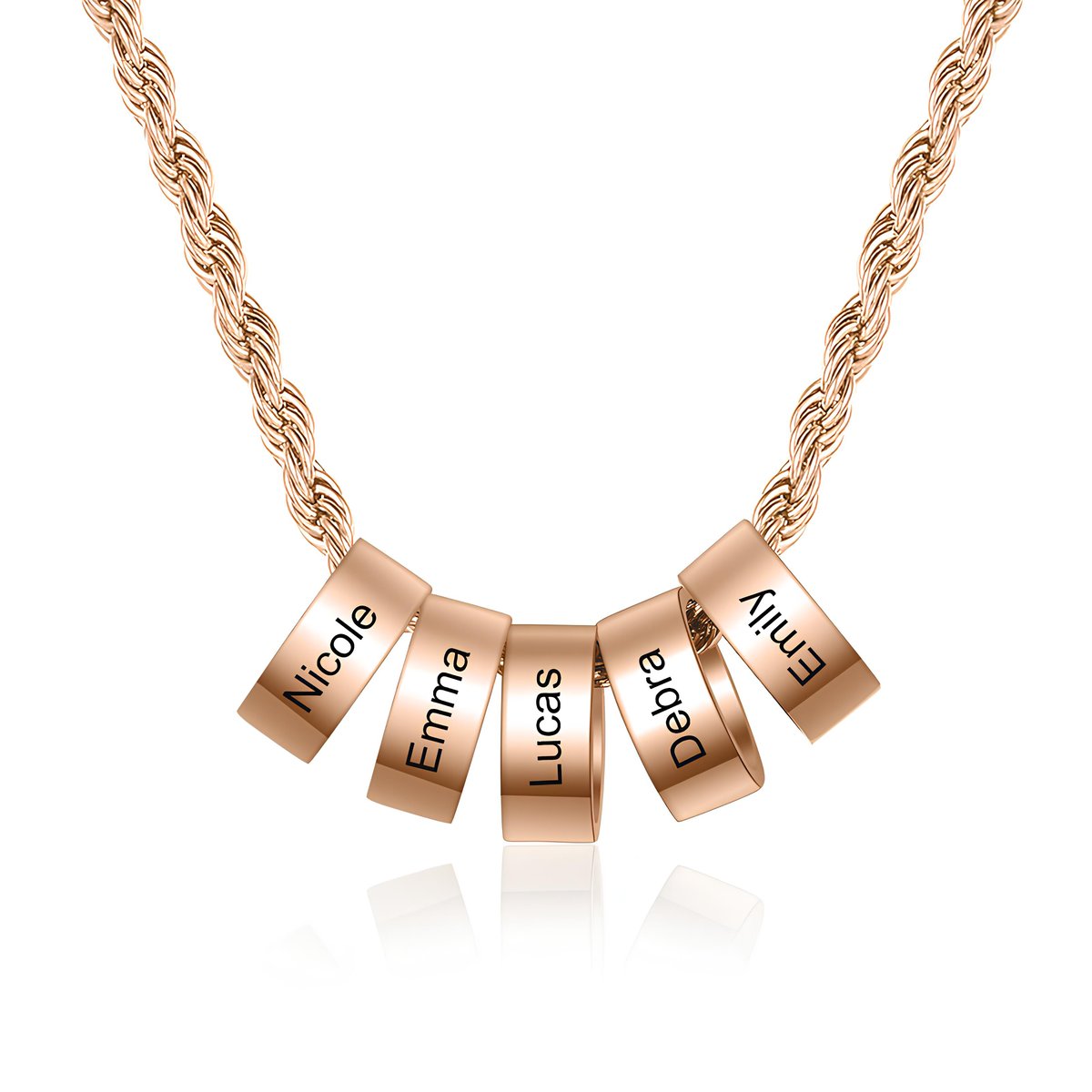 Rose Gold Mom Charm Necklace With 1-8 Names