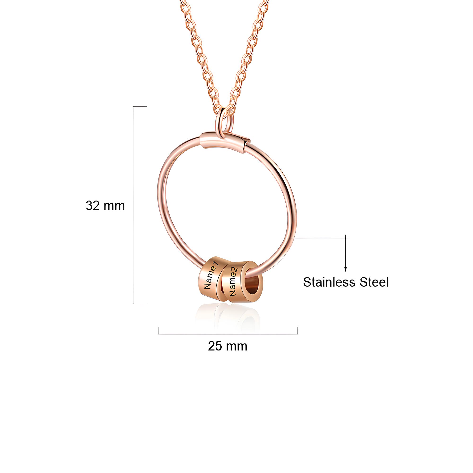 Round Pendant Mom Necklace With Engraved Names Size Materials