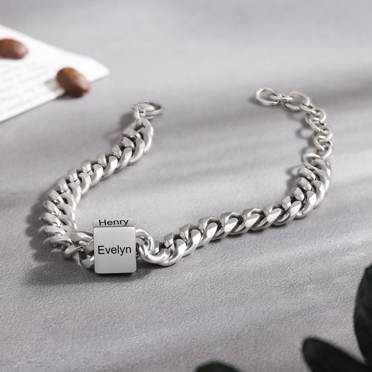 Silver Engraved Bracelet - Gift for Him