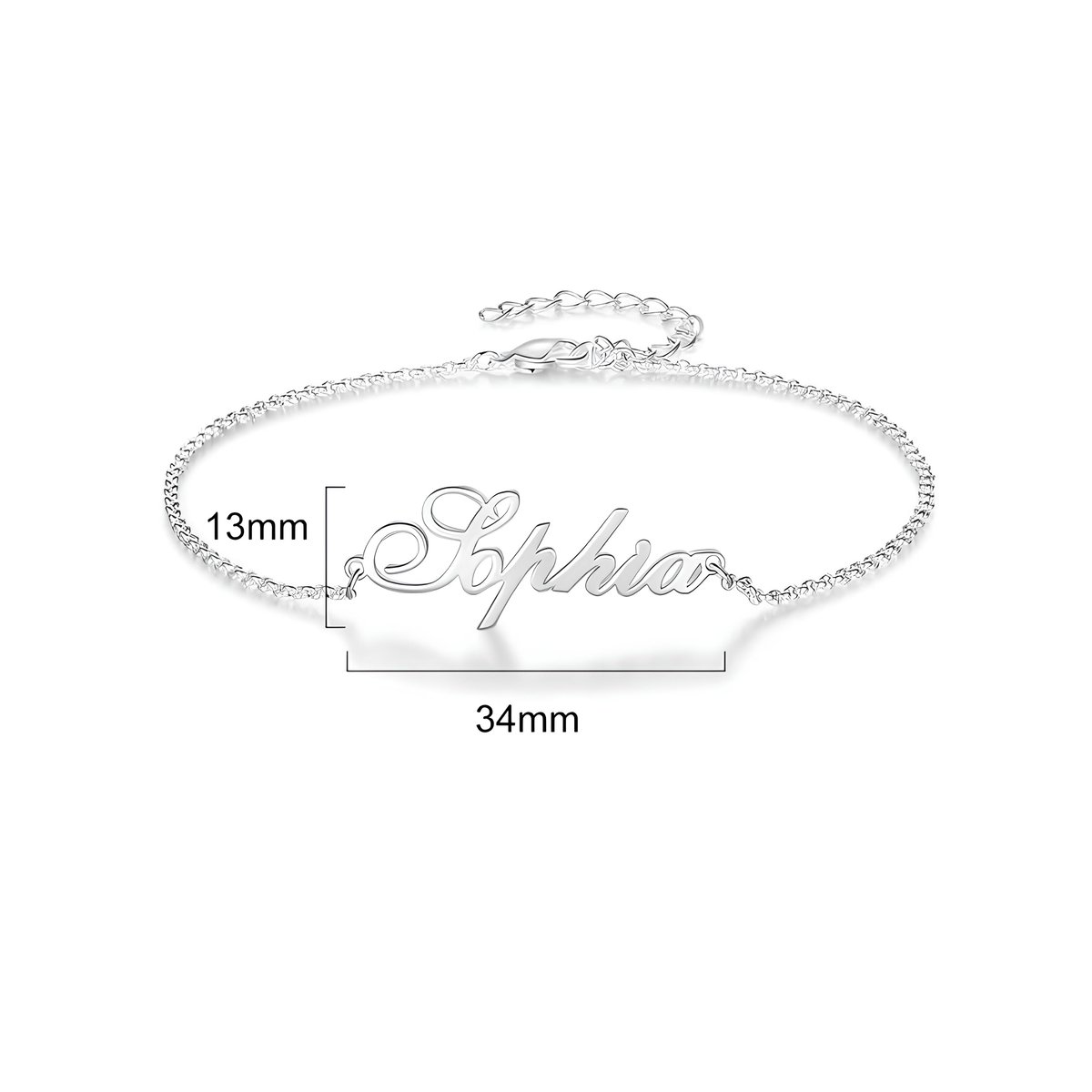 Silver Name Anklet Size Materials