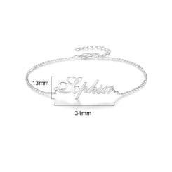 Silver Name Anklet Size Materials