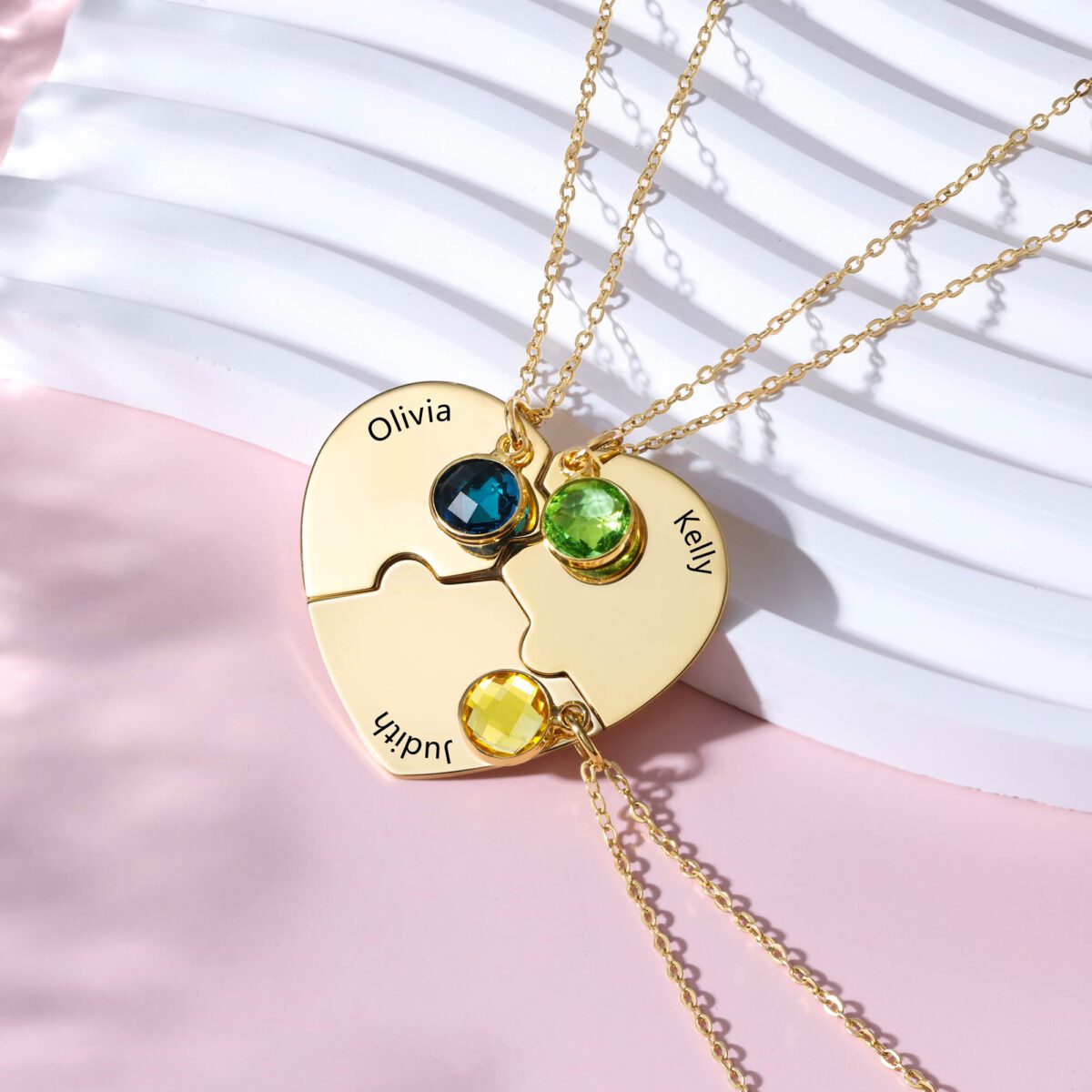 3 Way Friendship Necklace with Birthstone [Personalized] FARUZO