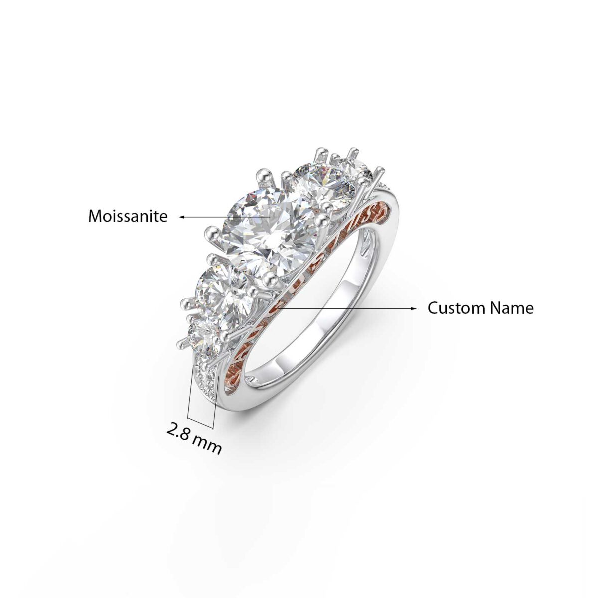 5 Stone Moissanite Engagement Ring FARUZO