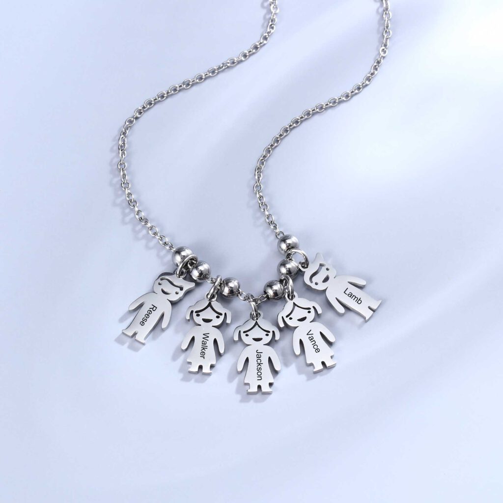 Mom Necklace with Kid Charms [Boy & Girl] FARUZO