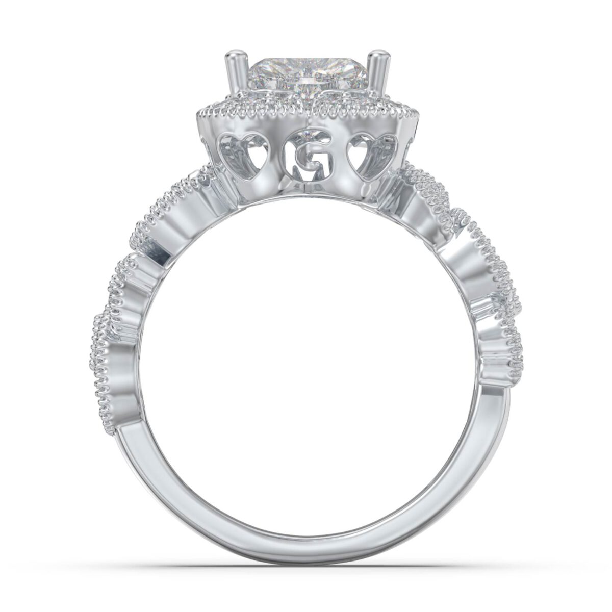 Moissanite Engagement Ring with Two Initials [Heart Shape] FARUZO