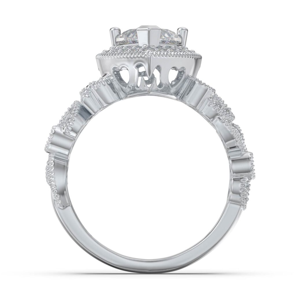Moissanite Engagement Ring with Two Initials [Heart Shape] FARUZO