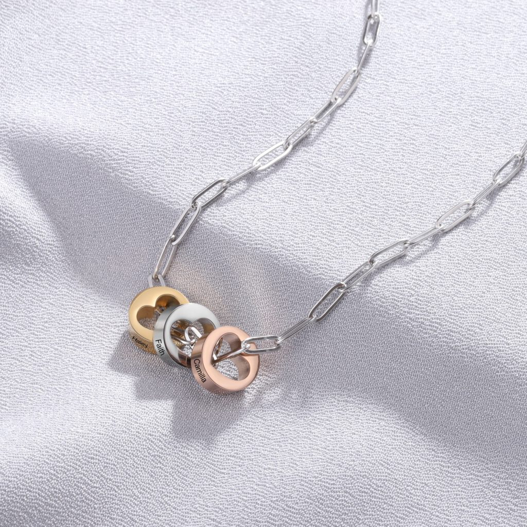 Charm Necklace with Names Custom Charm Necklace [Paperclip Chain