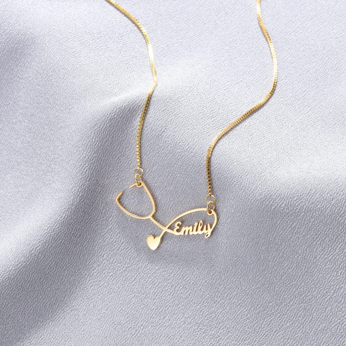 Personalized Stethoscope Necklace with Name Nurse Stethoscope Pendant