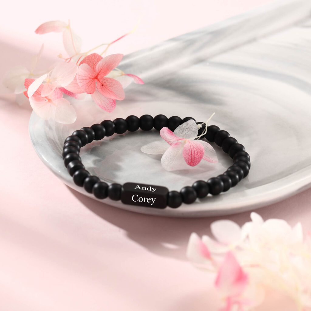 Black Onyx Bracelet For Men Personalized FARUZO Black onyx bracelet for men personalized faruzo