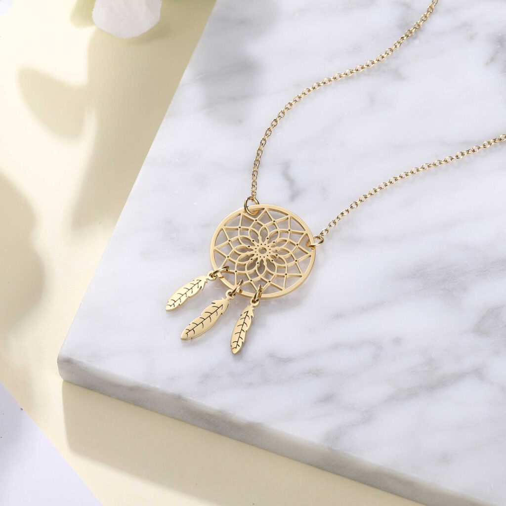 Dream Catcher Necklace [Gold & Silver] - FARUZO