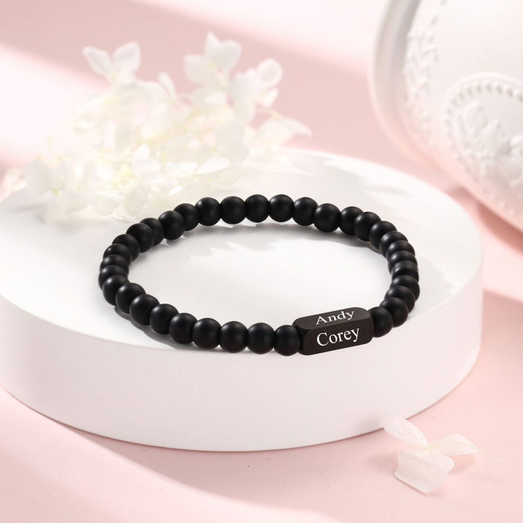 Black Onyx Bracelet For Men Personalized FARUZO Black onyx bracelet for men personalized faruzo