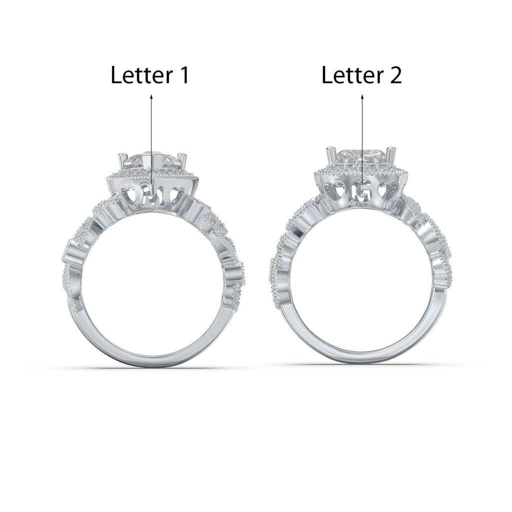 Moissanite Engagement Ring with Two Initials [Heart Shape] FARUZO