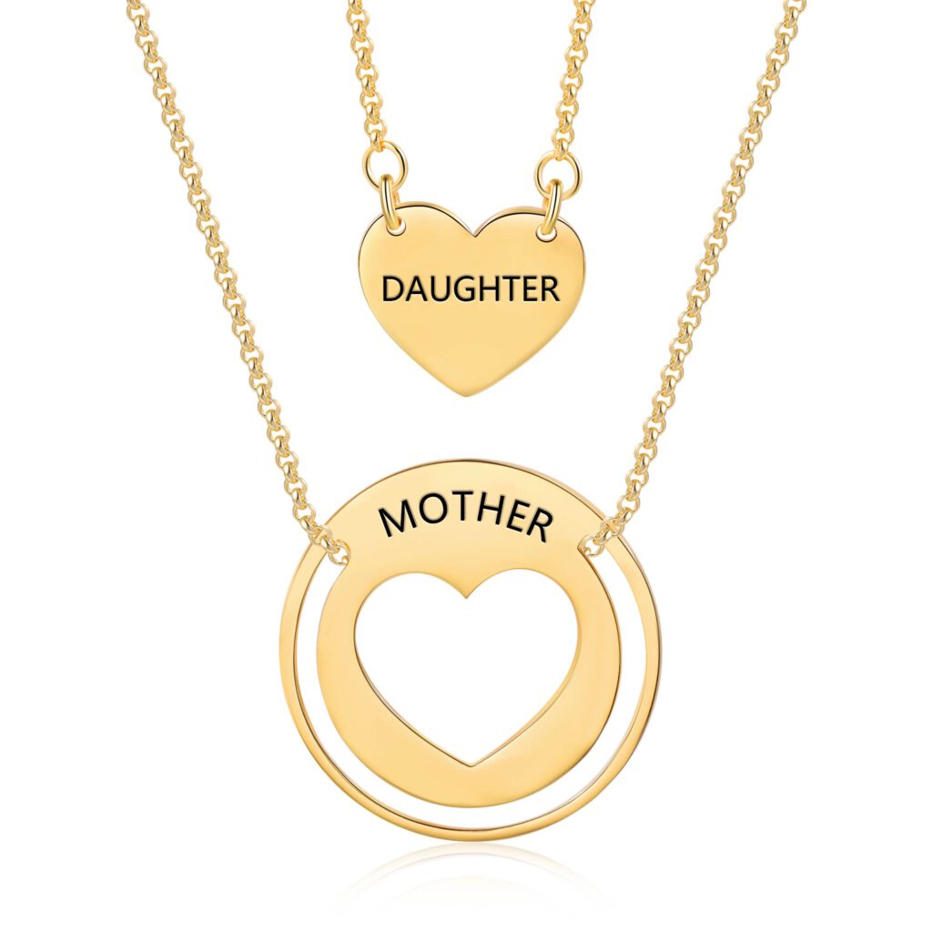 Mother Daughter Necklace Set of 2 [Silver, Gold] FARUZO