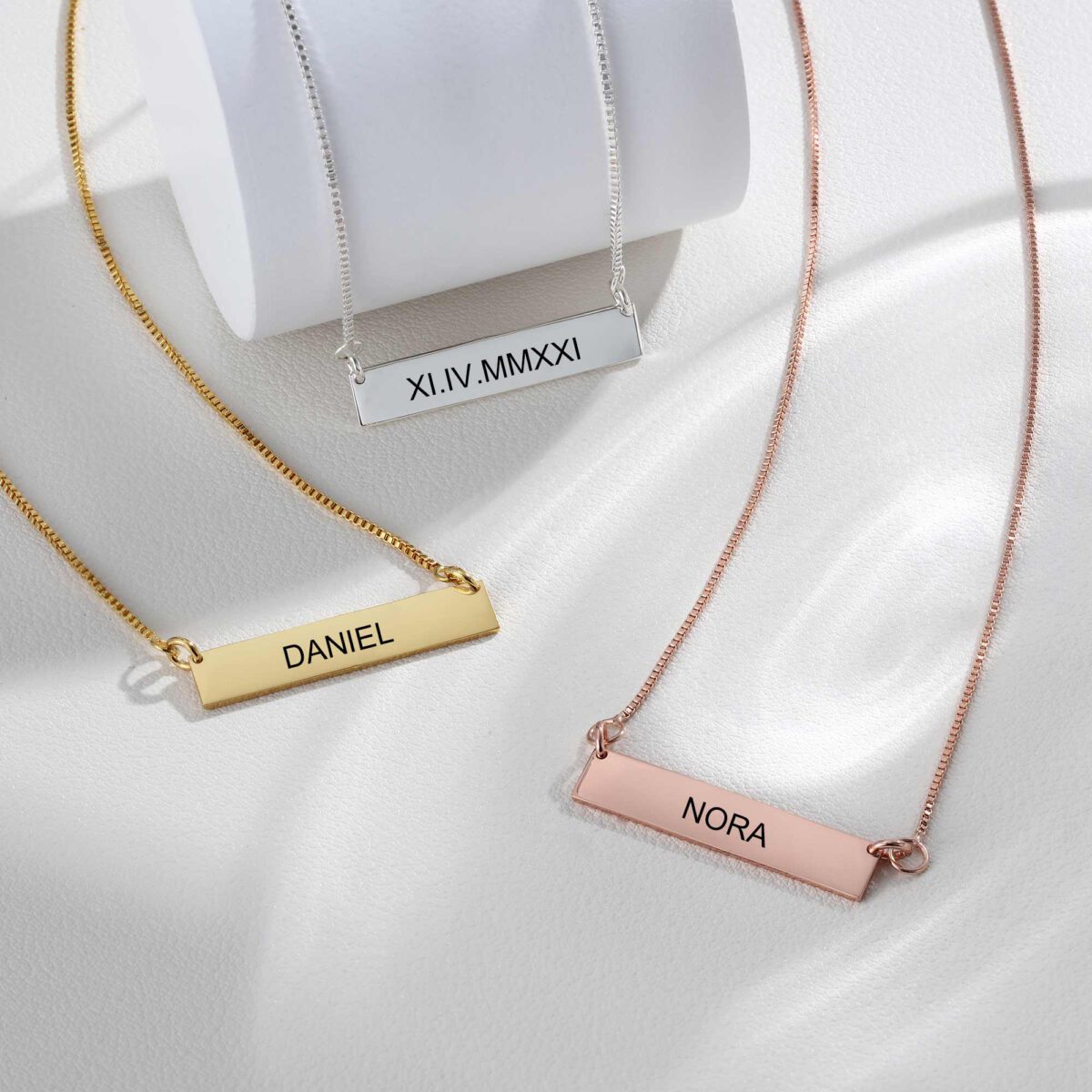 Silver & Gold Bar Name Necklace [Personalized] FARUZO