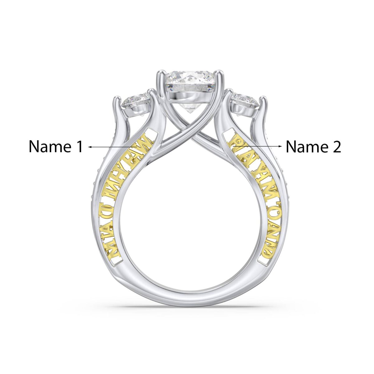 3 Stone Moissanite Engagement Ring FARUZO