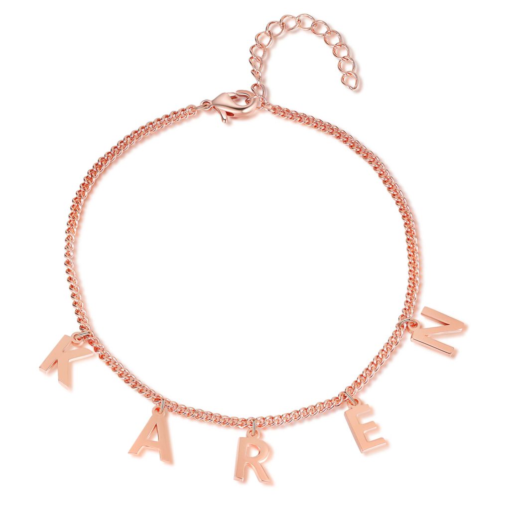 Rose gold anklet with initial Clearance