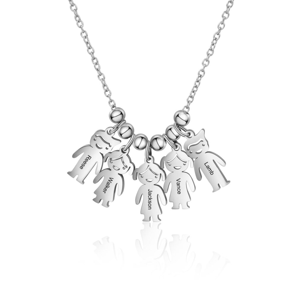 Mom Necklace with Kid Charms [Boy & Girl] FARUZO