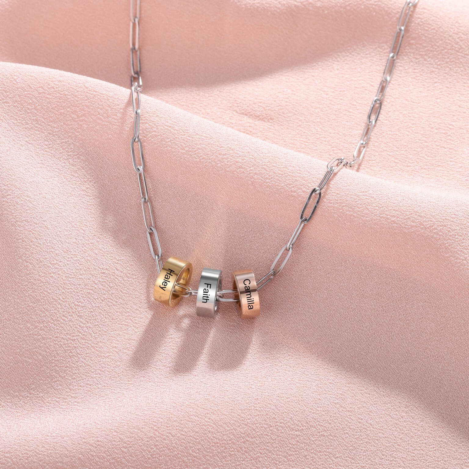 Charm Necklace with Names Custom Charm Necklace [Paperclip Chain